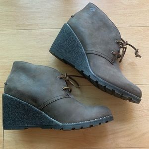 Sperry Leather Wedge Boots NWOT